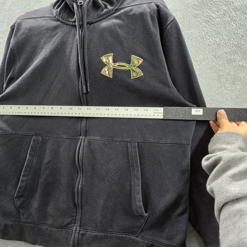 Under Armour Men Hoodie L Black Embroidered Fleece Coldgear Activewear Zipper - Picture 10 of 13